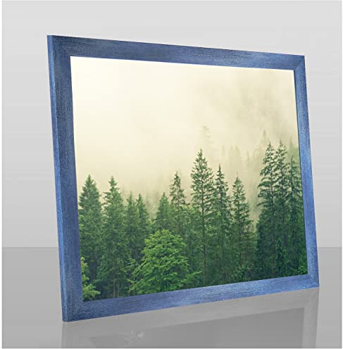 Monaldo Deluxe Bilderrahmen Posterrahmen 98 x 75 cm Hellblau Gewischt Wechselrahmen weisser Hintergrund Antireflex Kunstglas