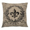 IBILIU Fleur de Lis Überwurf-Kissenbezüge, 45,7 x 45,7 cm, Blumenkranz, Vintage, Retro, Schwarz, Leinen, Jute, dekorative Kissenbezüge für Couch, Sofa, Schlafzimmer