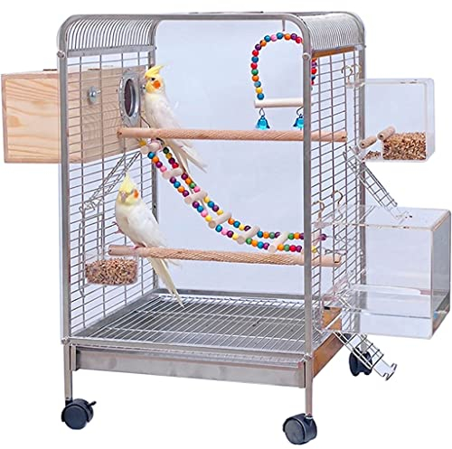 Cage Oiseaux sur Pied en Fer Acier Inoxydable Cages À Oiseaux, Carte PC Transparente Volière, Visionnement De Luxe Cage Volière, Mouvement Bird Cage, Facile À Assembler