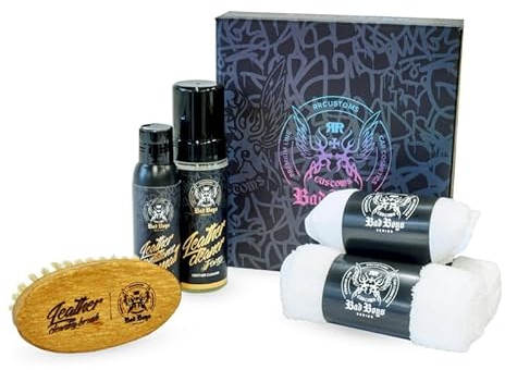 RR Customs Bad Boys Leather Care Set Standard Strong Leder Reiniger SET Lederpflege Set viel Zubehör 150ml