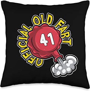 41st Birthday Official Old Fart Funny Red Whopee Cushion Throw Pillow