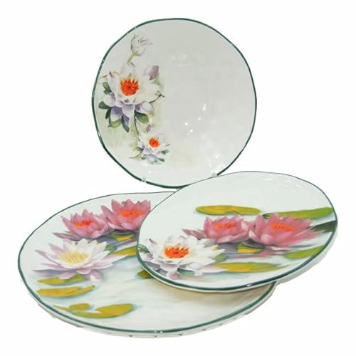 the Royal Family Servizio Piatti 18 Pezzi in Ceramica Artigianale Ninfee