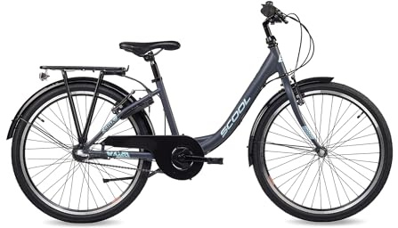 S’COOL Kinderfahrrad 20, 24, 26 Zoll, 3-Gang Nabenschaltung mit Rücktrittbremse, Chix, Körpergröße 115–165 cm, 6–14 Jahre, sicher für Schulweg, für Jungen & Mädchen