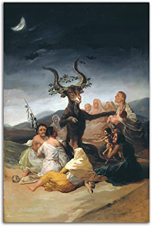 HOPNRU Witch's Sabbat Ölgemälde Poster Francisco José de Goya Malerei Wandkunst Kunstdruck Leinwandbild Malerei Moderne Home Schlafzimmer Badezimmer Dekoration Poster (30x45cm-Ohne Rahmen)