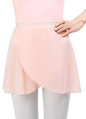 Monbessi Falda Ballet Niña Mujer - (Altura: 120-175 cm) Falda de Abrigola de Ballet Danza, Gasa para Ballet, Cintura Elástica (M, Rosa)
