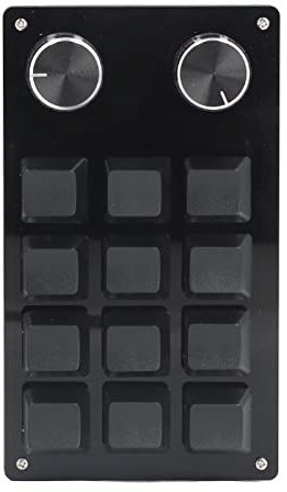 Mechanische programmierbare Tastatur mit 12 Tasten und 2 Knöpfen, Kleines Gaming Keyboard für Büro/Musik/ – Tragbares DIY Design mit USB Kabel
