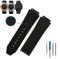 MMBAY Big Bang Ersatz-Uhrenarmband aus Gummi, 25 mm, passend für Hublot, 19 mm x 25 mm x 22 mm, Big Bang Uhrenarmband (ohne Metallschnalle), für Damen und Herren (schwarze, dichte Streifen)