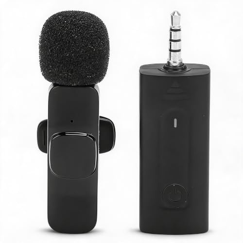 Microfono Lavalier Wireless Foro da 3,5mm, Microfono Lavalier Wireless a Cancellazione Automatica Professionale, Microfono Risvolto K35, Plug and play.