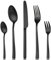 Pleafind cuberteria, 30 piezas juego de cubiertos, cuberterias completas 6 personas, cubiertos acero inoxidable, cubiertos negros, cubertería, set cubiertos, apto para lavavajillas