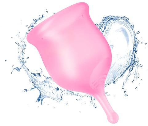 Happylife Menstruationstasse - 20 ml Fassungsvermögen - 67mm Länge - Menstrual Cup - ergonomischer Griff - medizinisches Silikon weiches Material - menstrual disc - Rosa