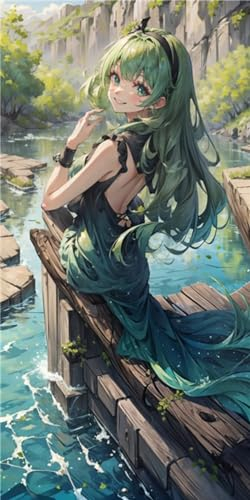 Jqynn Diamond Painting Flussmädchen Diamant Painting Bilder 60x180cm Diamond Painting Erwachsene DIY Set 5D Anime Diamond Painting Bilder Diamant Painting Kinder DIY Malerei Kits Wand Dekor Geschenk