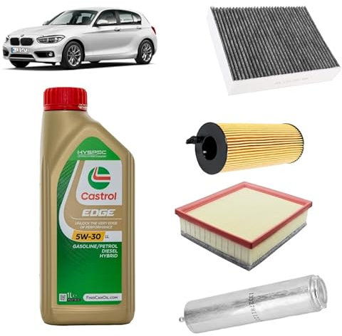 Kit tagliando 4 filtri + 5L olio Edge 5W30 per BMW Serie 1 F21 118d 120d 125d B47 2011-2019