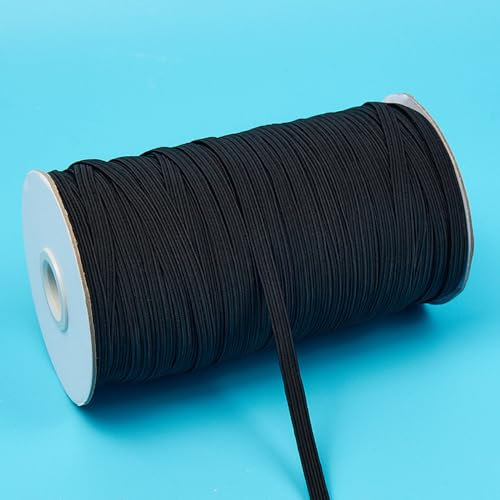 Elastic Band, Elastic Band for Sewing, Flat Elastic Band, Edging Band, Elastic Band, Elastic Ribbon for DIY Crafts, Crafts, Clothing Decoration, Black, 5 mm x 180 m