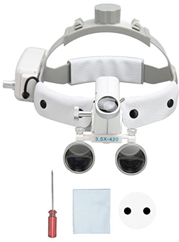 Kopfmontierte Lupe, LED-beleuchtetes Dentallupen-Fernglas 3,5X 320 Bis 420 Mm, Lupen Mit Beleuchteter Dentalbrille(EU)