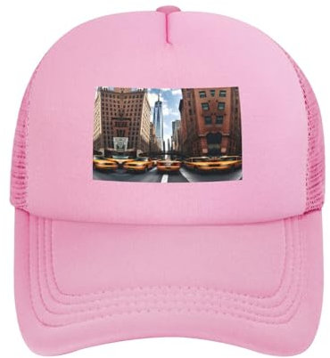 New York, berretto da baseball unisex in rete, regolabile, traspirante, cappello da camionista, per uomini e donne, ad asciugatura rapida, cappello da corsa, Rosa, taglia unica