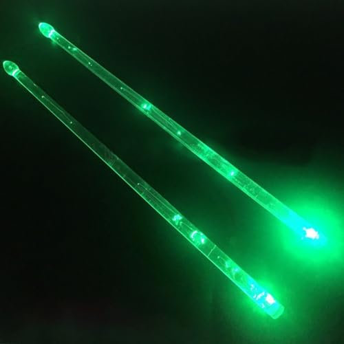 YUANGANG 1 paire de baguettes lumineuses pour joueurs de batterie, adultes, enfants, performance sur scène sombre (vert)