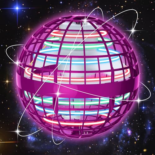 skicare 2025 Hover Ball Fliegender Ball, Flying Orb Ball Magische Spinnerin mit LED Licht Drohne für Kinder Boomerang Flugzeuge Spielzeug Geschenke für Jungen Mädchen Indoor Outdoor Fidget UFO (Pink)