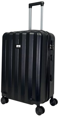 MY TRAVEL BAG Hartschalen-Koffer Trolley ABS Reisekoffer 4 Zwillingsrollen (Handgepäck-Mittel-Groß-Set) + 5cm Dehnungsfuge (Schwarz, Handgepäck (55cm))