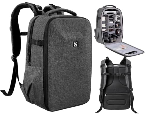 K&F Concept Sac à Dos Rigide pour Appareil Photo Reflex numérique avec Compartiment pour Ordinateur Portable de 15 à 15,6 Pouces, étui étanche Compatible avec Drone Canon/Nikon/Sony/DJI Mavic