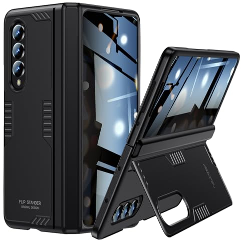 spoovcto for Samsung Galaxy Z Fold 3 Ständer Hülle mit Privatsphäre Bildschirmschutz & Scharnier Schutz & Displayschutzfolie, Schutzhülle Kratzfeste Dünn Case Cover Handyhülle für Samsung Z Fold 3 5G