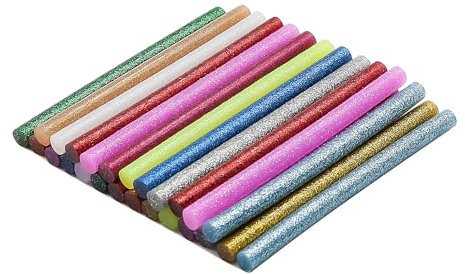 Alnicov 25 Pezzi 8 Bastoncini di Colla a Caldo Glitter di Colore Misto 7 mm x 100 mm per Bastoncini Adesivi di Colla a Caldo con Glitter a Caldo per Artigianato Artistico Fai da Te