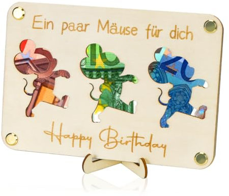 Geldgeschenk Geburtstag，Geburtstagskarten aus Holz,Geldgeschenk Verpackung，Wunscherfüller Geldgeschenk,Grußkarte Geld Clip Dual-Use kreatives Geschenk（Holzfarbe）