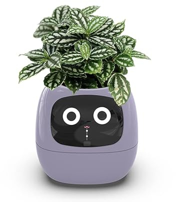 Pots de fleurs intelligents, jardinière intelligente for animaux de compagnie avec 7 capteurs intelligents, puces Ai, 3 interactions gestuelles, expressions multiples, robot de plantation intelligent(