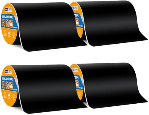 ADHES Butylband Dichtungsbänder 200mm x 5m, 4 Rollen Wetterbeständig und Wasserdicht, Deckbalkenband Dach Reparaturband, Ideal für Holzdecks, Balken, Dächer und den Außeneinsatz