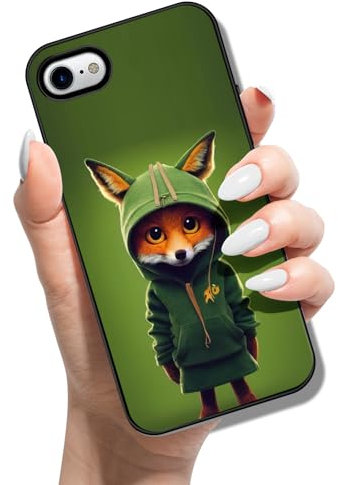 Printed Phone Case for iPhone 7 Plus 8 Plus Soft TPU Bumper Silicone Protective Back Cover with Pattern Design for Girls Boys - Dress Fox
