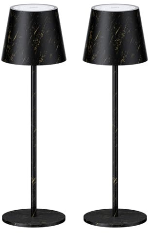 Klighten 2 Stück LED Dimmbare Akku Kupfer Tischlampe Kabellose, Wiederaufladbar Warme Lichtfarbe 3000K Tischleuchte Für Innen und Aussen mit USB-C, Aluminium, IP54 Wasserdichte