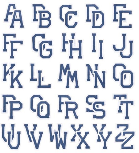 PATIKIL Iron on Letter Patches, 52Pcs Embroidered Letters A-Z Sew on Iron on Patches for Clothes Backpacks Hats DIY Accessories, Deep Blue 2inch Height