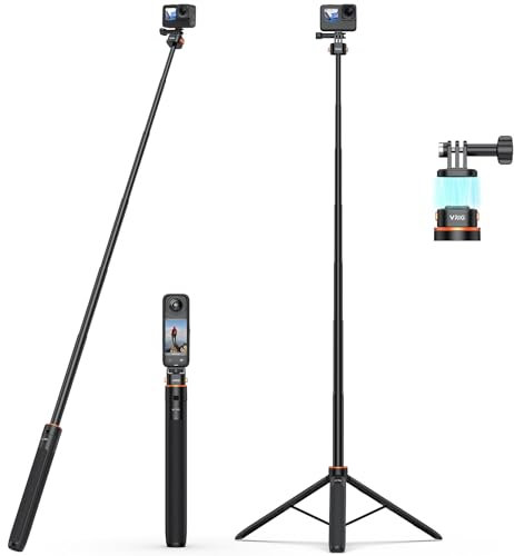 VRIG 63 Magnetic Selfie Stick Tripod for Go Pro, Quick Release Extendable Tripod Stand for for DJI OSMO Action 5Pro/4/3, Insta 360 X5/X4,Go Pro Hero 13 12 11 10 9, Fusion, Max, Session, SJCAM