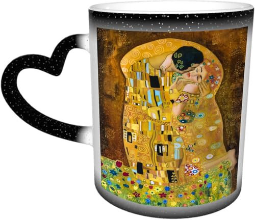 DOHXQM Mug magique - Mug à changement de couleur,Tasse à Café,revêtement thermique,330ml - Idée cadeau pour femmes & hommes,peinture batik d'art abstrait inspirée de Klimt sur les terres de Gustav Kli