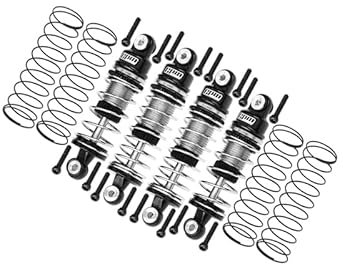 GPM Racing Aluminium 6061 Alloy Front (32mm) & Rear (36mm) Shock Set for LOSI 1/24 Micro-B 2WD Buggy RTR-LOS00007 Upgrade Parts - Silver