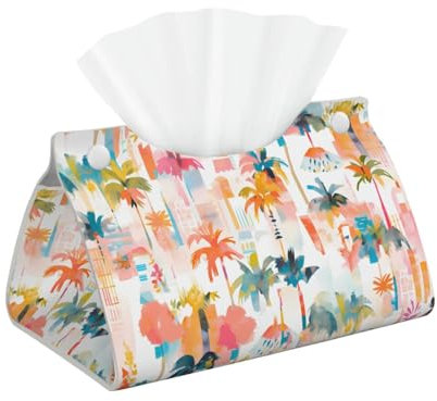 Generic Taschentuchbox aus Leder mit Palmen-Aufdruck, für Schlafzimmer, Kommode, Nachttisch