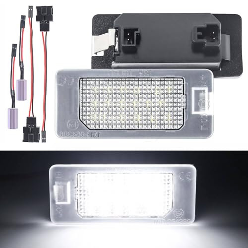 AUTOXBERT 2 x License Number Plate Lights For VW Golf MK6 MK7 Passat B6 B7 Jetta, For Audi A1 A3 A4 A6 LED Licence Plate Light 18SMD Canbus Error Free