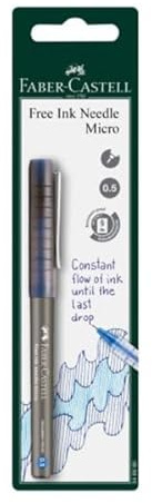 Faber-Castell Free Ink Needle 0.5mm Roller Pen – Blue Pack of 4