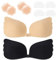 Adhesive Bra Push Up, Strapless Bra, Invisible Bra Backless, Reusable Bra Without Straps, Skin-Friendly Silicone Push Up Bra, Strapless, for Eel Backless Clothing, Beige and black, C