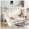 Seyakany Lit superposé 90 x 200 et 140 x 200, lit Toboggan Enfant, avec Glissade, marches, étagères Multiples, Petite Porte coulissante, Garde-Corps de sécurité, En747, Bois de pin, Blanc