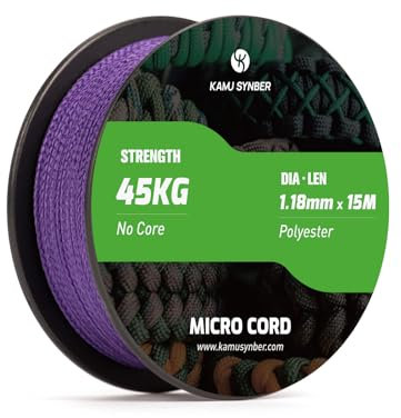 Kamu Synber Micro Cord 1.18mm Paracord Braided Rope 15m Spool for Bracelet, Crafting, Jewelry Making, Key Chains | Support 45kg | Purple