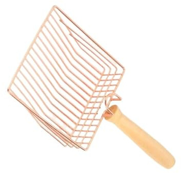 Rockreyoa Katzenstreuschaufel Katzenklo Schaufel Metall Katzenschaufel Edelstahl Cat Litter Scoop Katzenkloschaufel mit Holzgriff Schaufel für Katzentoilette Haustierkotschaufel für Katzen Roségold#3