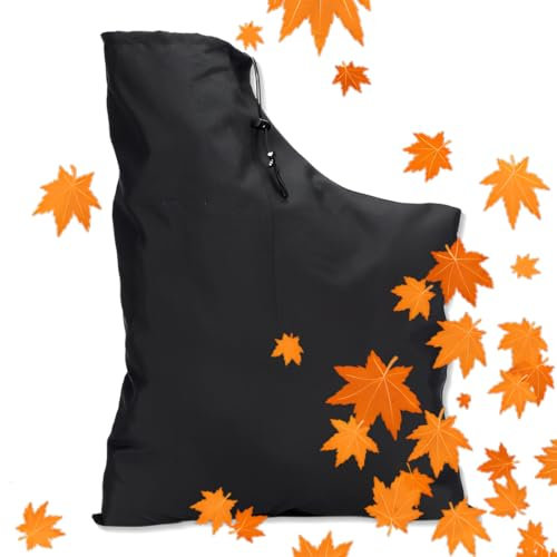 KUMSODE 1 Stück Laubgebläse Laubsauger Auffangbeutel 60x44cm Schwarz Laubbläserbeutel tauschen Wasserdicht Oxford Laubgebläse Ersatz Auffangsack Laubsaugerbeutel mit Reißverschluss