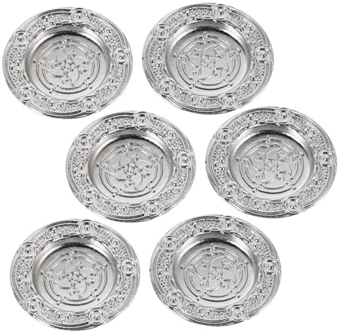 SUPVOX 6 Pcs Miniature Dollhouse Trays 1 12 Scale Metal Dollhouse Accessories Plates for Realistic Kitchen Restaurant Scene Decoration