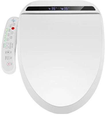 Smart Bidet Toilet Seat, Electronic Heated Bidet with Warm Air Drying, Adjustable Temperature Controlled Water Wash, Self-Cleaning Nozzle, Elongated Slow Close