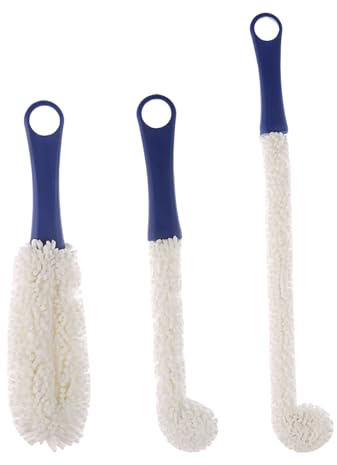 Juego de 3 cepillos flexibles de espuma para botellas de vino, cepillos de limpieza para limpiar decantadores, copas y tazas, cepillo flexible para botellas