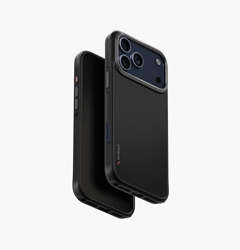 UNIQ Schlanke Schutzhülle aus Aramidfaser für iPhone 17 Pro, KEVA, minimalistische Business-Handyhülle, Karbonschwarz
