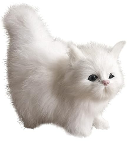 HoveeLuty Realistische Katze, süße stehende Katze, Plüsch, simuliertes Kunstfell, Katzenpuppe, dekorative, detaillierte Kunstkatze, Fotografie-Requisite, weiße, Plüschkatze, Kuscheltiere, Katzenpuppe