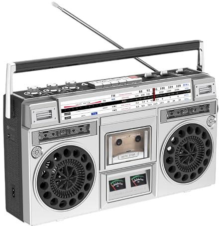 STMKB Kassetten-Boombox-Player, Retro-Radio-Kassettenspieler, USB/TF/Bluetooth-Wiedergabe, Aufnahmefunktion/Transkriptionsfunktion, Für Familientreffen Und Reisen