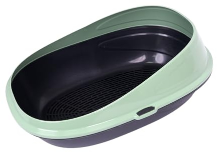 Arenero Gato Grande Bandeja Higiénica Arenero Gatos Doble Bandeja con Tamiz Gato Caja De Arena Bandeja Arena para Gatos 59x39x27cm (0243-Verde)