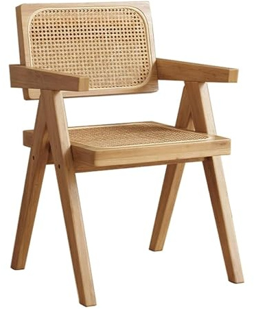 esmen Vintage Gewebter Esszimmerstuhl, Rattan-Sessel for Wohnzimmer, Lesezimmer, Esszimmer, Küche, Schlafzimmer